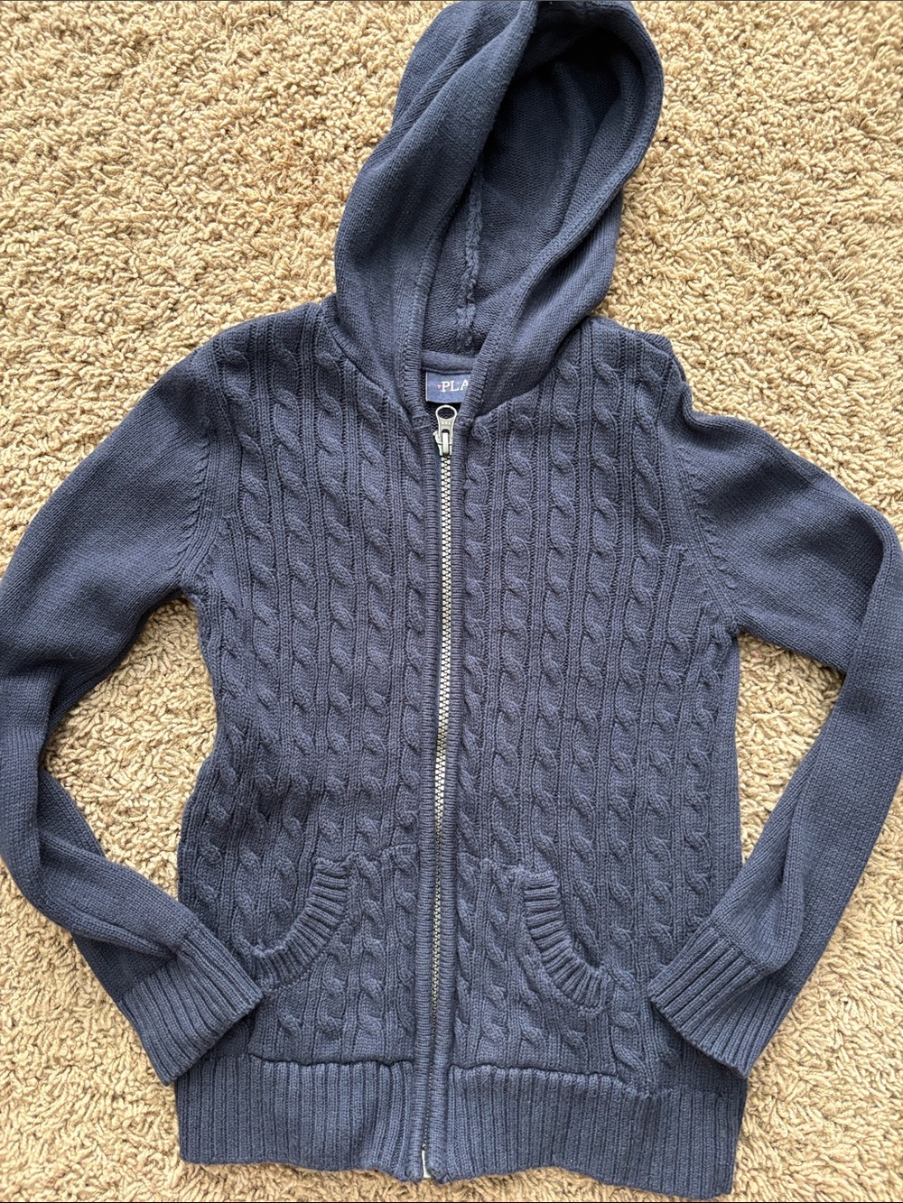The Children's Place Navy Cable Knit Zip Hoodie